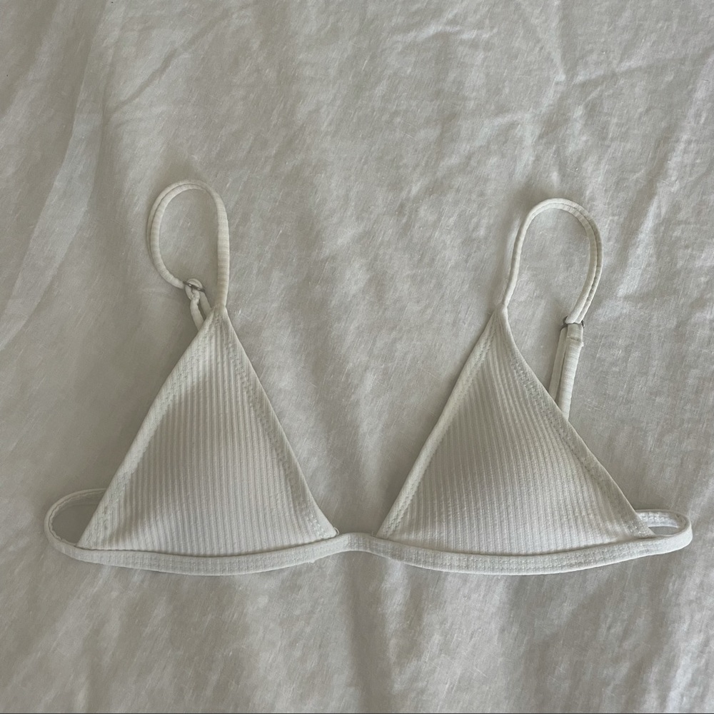 White Ribbed Bikini Top